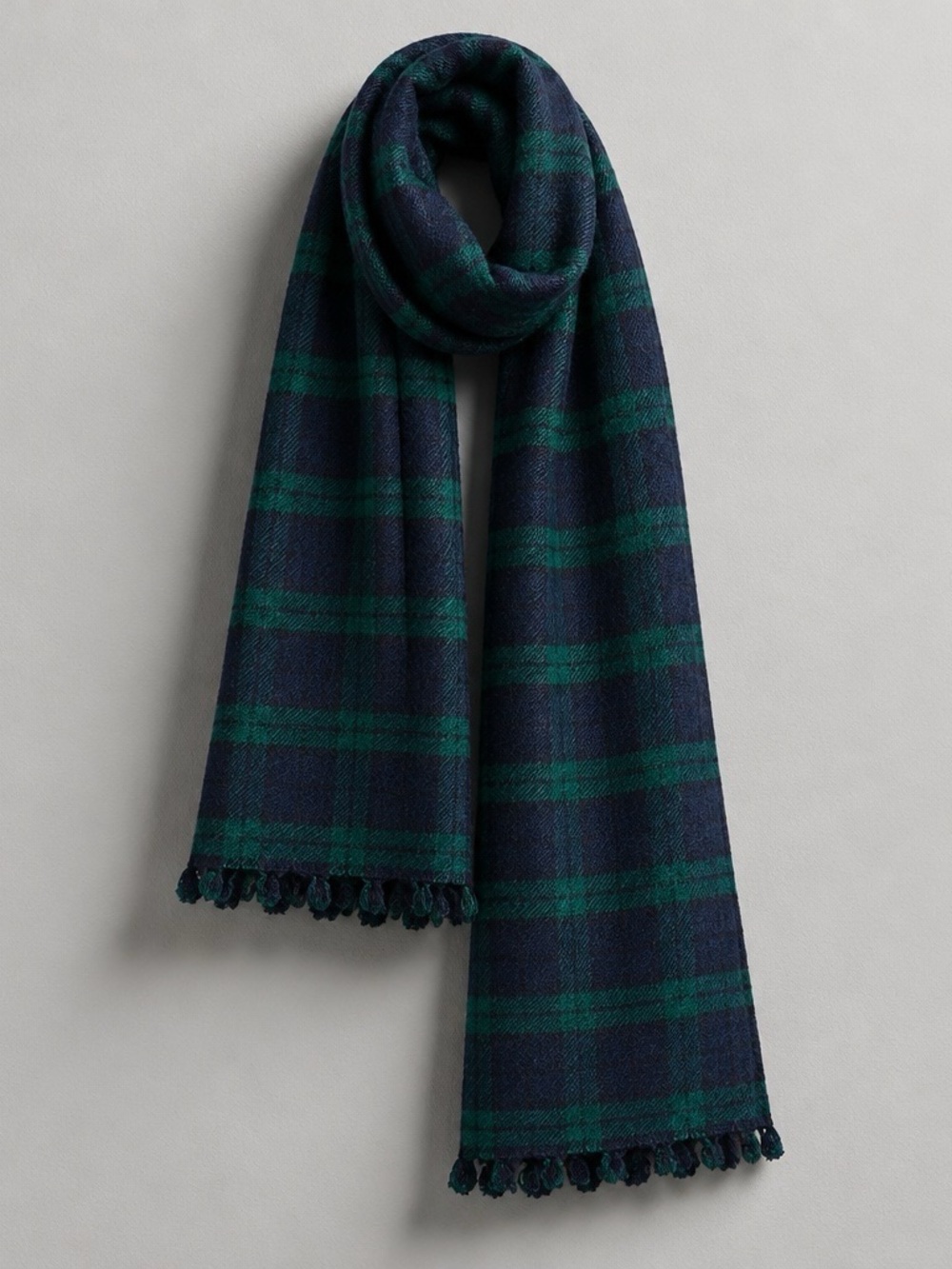 J. Crew Plaid Navy & Green Scarf